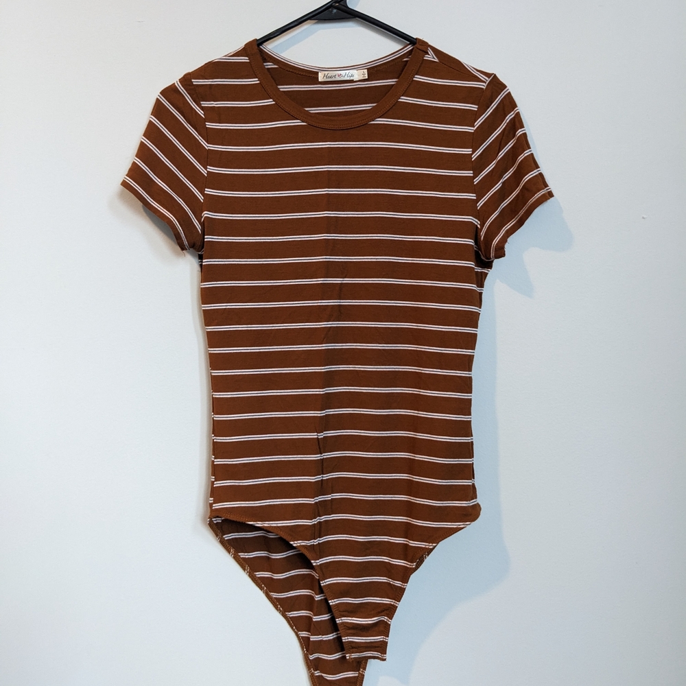 Brown Striped Bodysuit